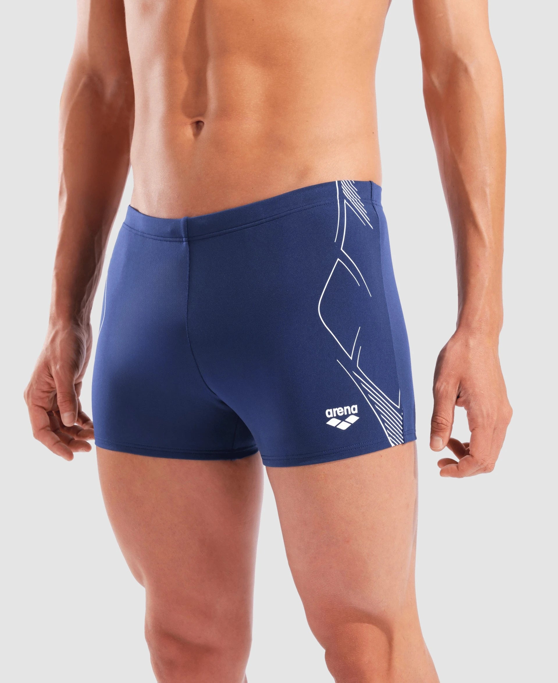 Men's Swim Short Arena Graphic (Navy/White)