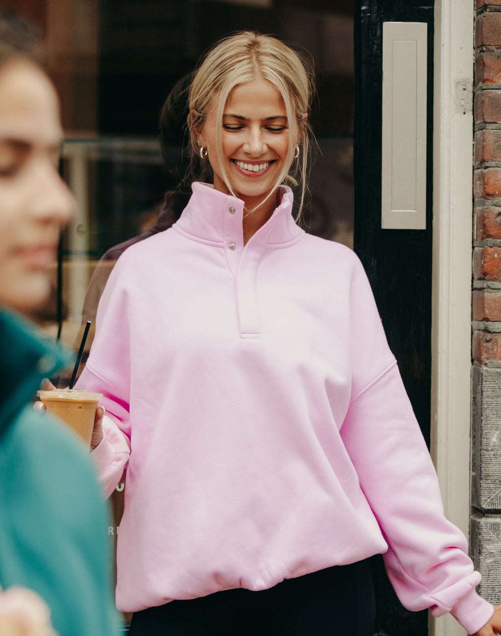 Sierra Snap Collar Sweatshirt (Baby Pink)